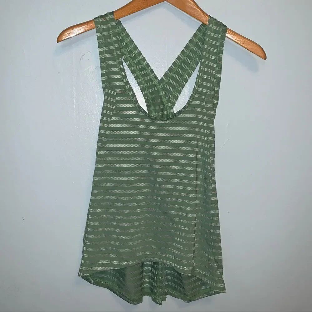 ZYIA Active Green Striped Tank Top
